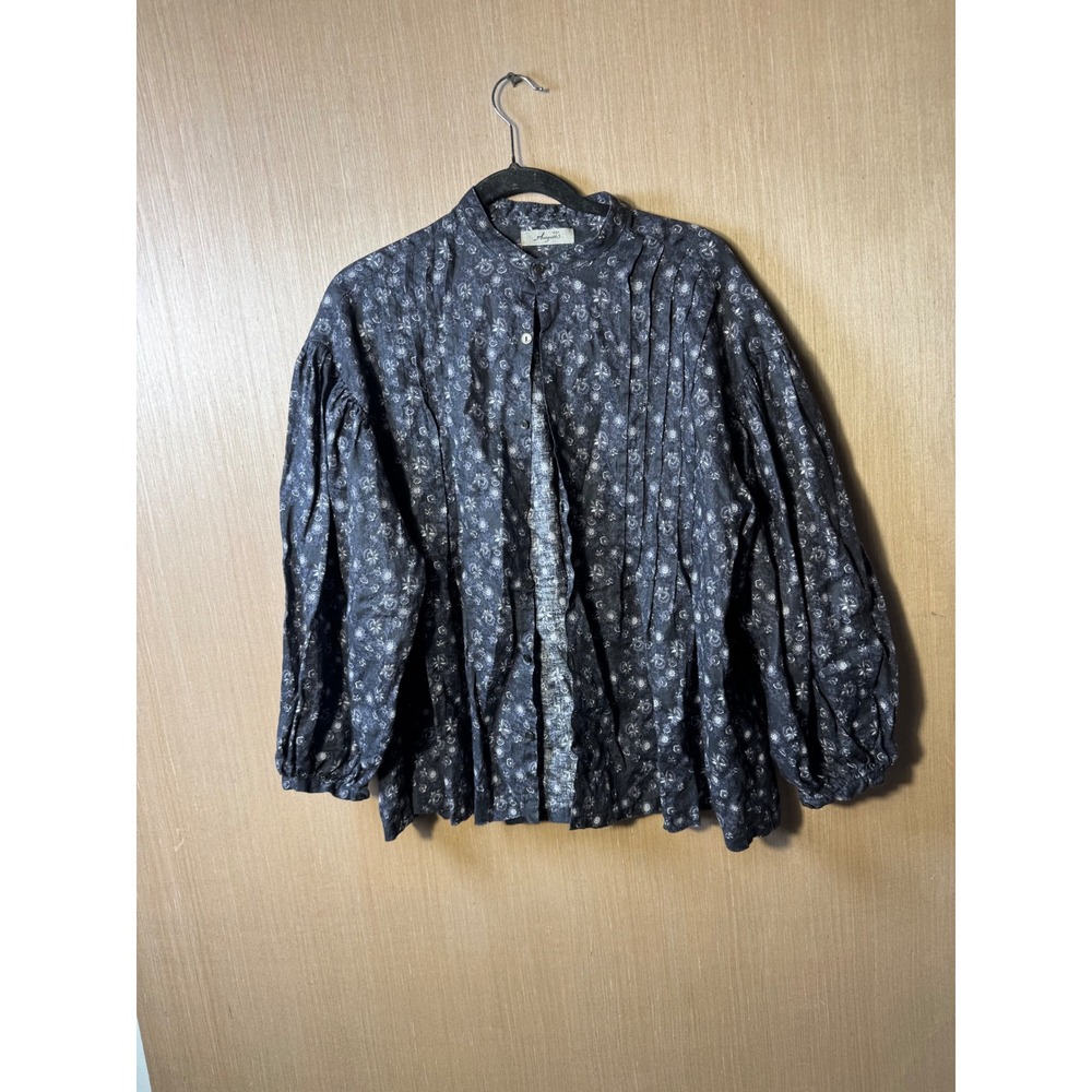 ICHI Antiquités Women's‎ Linen Floral Button Up Shirt Long Sleeve